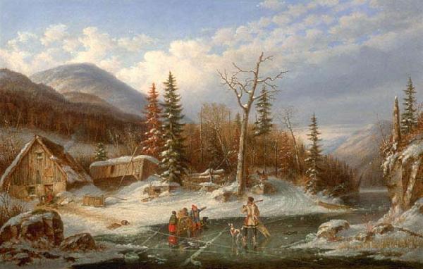 Cornelius Krieghoff Winter Landscape, Laval Spain oil painting art